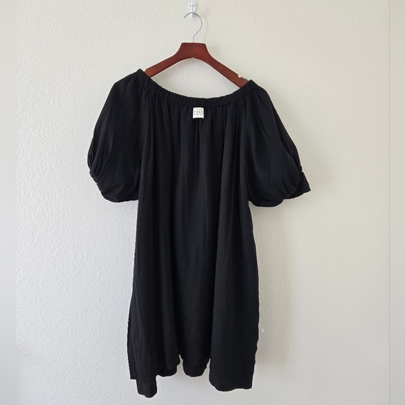 DISSH Black Linen Puffed Short Sleeve Mini Dress size 8 - Picture 13 of 16